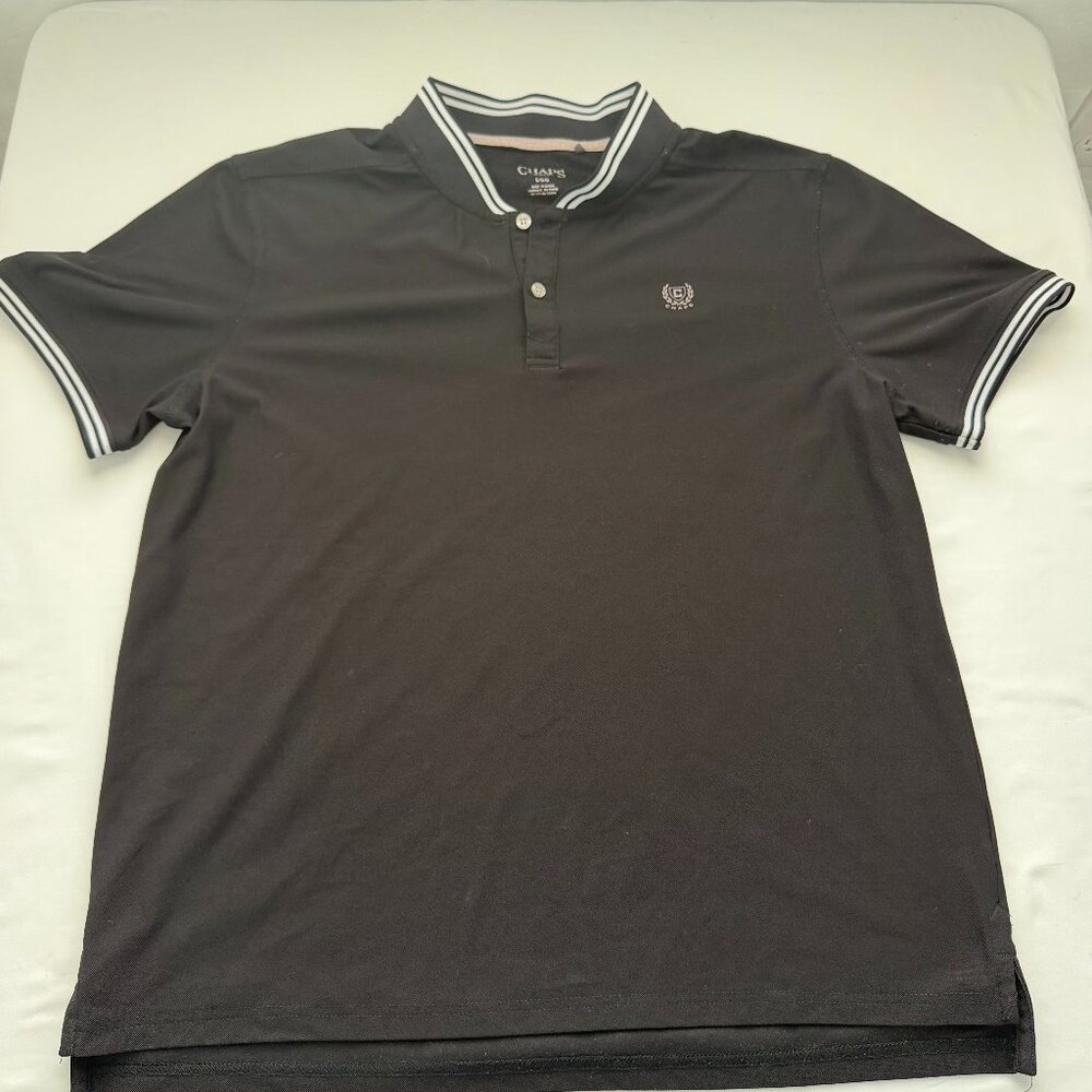 Chaps Polo Shirt Mens Large Black Short Sleeve Logo Classic Casual Golf Shirt